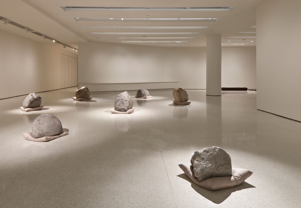 Lee Ufan, Relatum (formerly Language), 1971/2011
Cushions, stones, and light, overall dimensions vary with installation

Installation view:&amp;nbsp;Lee Ufan: Marking Infinity, Solomon R. Guggenheim Museum, New York, June 24&amp;ndash;September 28, 2011
Photo: David Heald &amp;copy; Solomon R. Guggenheim Foundation, New York